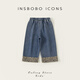 INSBOBO Girls' Pants Children's Jeans 2026 Spring New Style Girls' Style Pants Baby Casual Pants Denim Blue 90