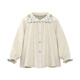 Papa climbing spring girls' shirt long-sleeved lapel pure cotton design western sweet shirt off-white 90