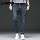 利郎高端秋冬厚款牛仔裤男2025新款直筒修身男裤弹力轻奢黑灰色休闲裤 灰色 厚款 黑 34