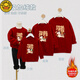 G.duck 2026 new year of the horse family of four parent-child sweatshirts New Year's festive red velvet autumn and winter New Year's greetings clothing hot sale velvet wine red 150 baby boy