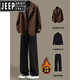 JEEP SPIRIT Black Woolen Suit Jacket Men's Winter Cotton Thickened Short Coat-style Korean Casual Wear Suit Brown Cotton Jacket M 90-115Jin Jin is equal to 0.5 kg