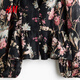 H&M2026 Spring New Women's Linen Blended Skirt Hem Top 1321285 Black/Floral XS 155/80