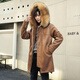 CHEVALPES international first-line brand 2025 new style parka men's fur all-in-one mid-length leather jacket wool lining fur outer brown L