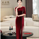 Wang Xiaoya Xi's mother-in-law's banquet evening dress for women 2026 spring new high-end elegant mother-in-law's slim dress burgundy L