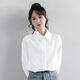 Ainolun white shirt for girls spring new college long-sleeved white shirt for women spring and autumn simple and versatile Korean style student casual white mall version exquisite fabric 160 S