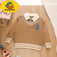 G.duck college style sweater for boys and girls in autumn and winter new style children's style children's fake two-piece sweater spring and autumn top shirt royal blue 140