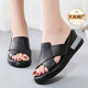 GEOX Manufacturer Women's Slippers Summer New Fashion Wear-Resistant Increased Thick-soled Wedge Sandals Women's Shoes Black VBXS20291 40