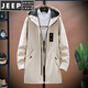 JEEP SPIRIT2025 new winter and autumn windbreaker men's velvet thickened mid-length jacket coat slim and handsome men's top 8029 beige XL