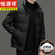 Hengyuanxiang short down jacket men's winter new style stand collar light and warm 90% white duck down glossy wash-free trendy brand jacket black L