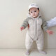 Disney (Disney) baby winter jumpsuit, baby thickened down jacket, outdoor clothing, rompers, children's white duck down warm hooded jacket, gray green, color-blocked down jacket one-piece 36cm 80