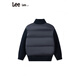 Lee Short Stand Collar Thick Down Jacket Men's Blue Spliced Children's Warm Jacket Minimalist Versatile Black 160 cm