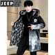 JEEP SPIRIT冬季派克服男士冲锋衣加绒加厚夹克男冬装棉服中长款风衣保暖外套 黑色【加 绒加 厚】 4XL 【180-200斤】
