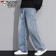 Woodpecker (TUCANO) jeans men's spring and summer loose casual scimitar pants men's trendy straight wide-leg trousers black M