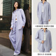 GIRDEAR 26 Early Spring Korean Style Women's Striped Loose Casual Lapel Raglan Sleeve Shirt 130082 Light Blue M (3)