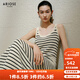 Enos Eshi shopping mall same style 2025 summer new striped lazy style suspender skirt dress long skirt 40529868 black and white S