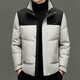利郎（LILANZ）冬季新款白鸭绒羽绒服男时尚拼接休闲立领短款加厚保暖外套 米白色 M