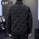 JEEP SPIRIT Jeep Thin Down Jacket Men's 2025 Winter Trend Versatile Warm White Duck Down Thickened Stand Collar Casual Outerwear 215 Black L