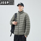JEEP SPIRIT短款轻薄便携羽绒服男士2025冬季新款鸭绒立领保暖排骨内胆外套潮 黑色 M 适合90-110斤