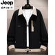 JEEP SPIRIT jacket men's spring and autumn Korean style trendy light mature style men's loose lapel jacket men's casual short top 8519 fleece jacket-beige 4XL (about 170~185Jin Jin equals 0.5kg can be worn)