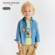 Teenie Weenie Kids 26 years new baby boy sun protection cool lyocell denim shirt blue floral gray 90 cm