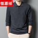 Hengyuanxiang high-end middle-aged men's long-sleeved t-shirt men's spring and autumn thin lapel cardigan men's knitted t-shirt dad wear Xinhualan L 170