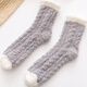 New mid-calf socks, women's home socks, sleeping socks, autumn and winter home floor socks, adult winter sleep confinement socks, coral velvet mid-calf socks, white 1 light purple 1 coffee 1 one size fits all