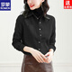 ROMON fashionable velvet brushed shirt for women 2026 autumn and winter new thickened long-sleeved bottoming all-match shirt commuting top black brushed S 80Jin Jin equals 0.5kg to 100Jin Jin equals 0.5kg