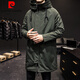 Pierre Cardin (Pierre Cardin) new autumn and winter men's mid-length hooded cotton coat thickened warm loose windbreaker quilted jacket trendy black M