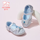Fuluo Mi Girls Leather Shoes Spring Sweet and Fashionable Rhinestone Princess Shoes Little Girls Soft Sole Performance Shoes Silver 28