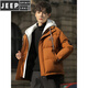 JEEP SPIRIT Men's Zodiac Year Red Short Down Jacket Fake Two-Piece Hooded Jacket Men's Winter 2025 New Style Blue L Suitable for 110-125 Jin Jin equals about 0.5 kg