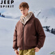 JEEP SPIRIT American retro velvet jacket men's winter new mountain sculpture loose hooded parka down jacket dark gray XL