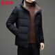 Hengyuanxiang Men's Lapel Down Jacket Winter New Middle-aged and Elderly Warm and Cold-proof Thickened Jacket Dad Loose Casual Top Black L 175