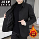 JEEP SPIRIT cotton thickened jacket men's autumn and winter new lapel business casual high-end warm fashion jacket men's black 9029 thick cotton coat L