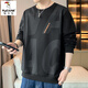 Woodpecker (TUCANO) large size sweatshirt for men in spring and autumn, extra large loose trendy brand round neck casual versatile plus fat bottoming top FJB607-6586 black 5XL recommended 190-210Jin Jin is equal to 0.5 kg