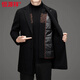 Hengyuanxiang men's autumn and winter new wool coat middle-aged casual business scarf collar down removable double-sided woolen coat for men black M 170
