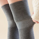 Shijanu's new thickened terry knee socks for women, autumn and winter high-top over-the-knee anti-slip stockings XC2413 wool socks set_black 1 pair one size