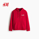 H&M men's and women's sweatshirts 2026 spring new couple casual sweatshirt cardigan zipper hoodie 1322498 red XL 180/116