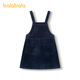 BALABALA Children's Clothing Girls Dress Autumn College Style Suspender Skirt Pure Cotton Corduroy Comfortable and Versatile Trendy Dark Blue 80821 165