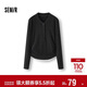 Semir long-sleeved T-shirt women's short heated fleece fake two-piece 2025 winter Henry collar tight clothes 109725101003