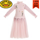 G.duck girls dress autumn and winter 2025 new children's skirt winter wear New Year's wear princess dress sweater dress winter pink pleated sleeves 110 cm