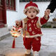 Hongyile baby clothes, winter clothes, one-year-old dress, baby winter jumpsuit, Chinese style New Year's greeting suit, full moon and 100th day New Year's wear, safe and happy thickened jumpsuit + vest (without hood) 100cm 15-18 months 25-28Jin Jin equals 0.5 kg