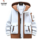 Woodpecker autumn and winter youth velvet thickened jacket boys high school junior high school students hooded handsome jacket older children men's 8310 coffee color spring jacket quality assurance L recommendation 100 to 115Jin Jin is equal to about 0.5 kg