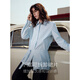 ELLE brushed cotton design pleated shirt women's 2026 spring new loose casual shirt two-piece set light blue M