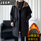JEEP SPIRIT British mid-length windbreaker for boys in autumn and winter plus velvet and thickened winter and autumn hooded Korean coat large size jacket outer black spring and autumn M 90-110Jin Jin is equal to 0.5 kg