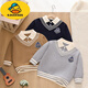 G.duck college style sweater for boys and girls in autumn and winter new style children's style children's fake two-piece sweater spring and autumn top shirt royal blue 140