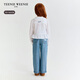 Teenie Weenie Kids 26 years new style girls cotton lady lace lapel long-sleeved shirt off-white 150 cm