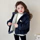 Disney Down Jacket Girls' Velvet Jacket Winter New Style Baby Warm Cotton Clothes Street Winter Clothes Children's Thickened Cotton Cotton Cotton Style Navy Blue Jacket Velvet Thickened 90 cm