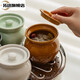 Tuojin Jingdezhen ceramic crock pot simmering soup Shaxian snack commercial old-fashioned stew pot household stew pot with lid water-proof one person steaming heat-resistant black crock pot 300 ml (mini model