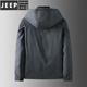 JEEP SPIRIT Jeep Men's Down Jacket 2026 Spring, Autumn and Winter New Hooded Warm Down Jacket Men's Jacket Gray 2XL 145-160Jin Jin equals 0.5 kg