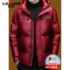 利郎（LILANZ）2025冬季高端白鹅绒羽绒服男士短款连帽时尚休闲男外套 紫罗兰 M 170/84A 建议110-125斤穿